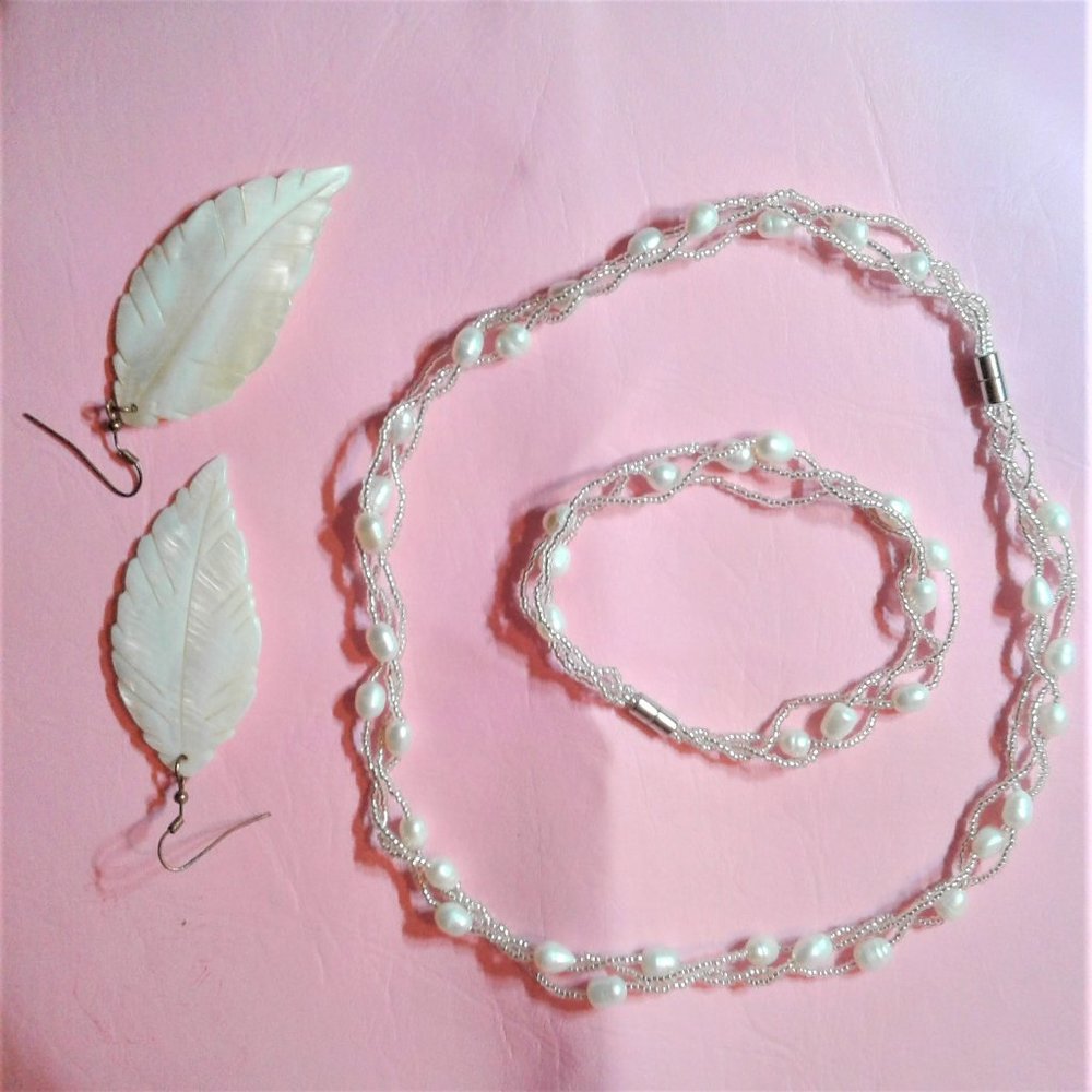 necklace, earrings and bracelet